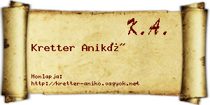 Kretter Anikó névjegykártya